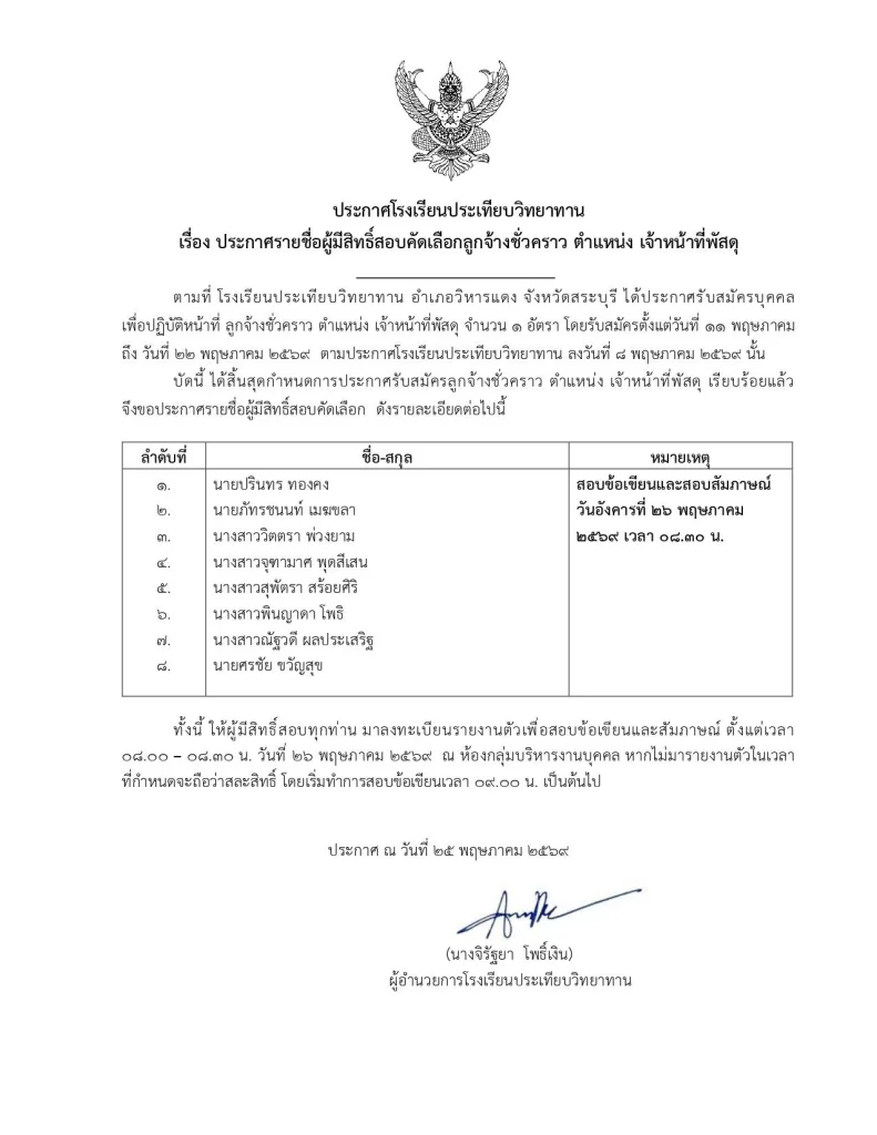 สอบและสัมภาษณ์เจ้าหน้าที่พัสดุ